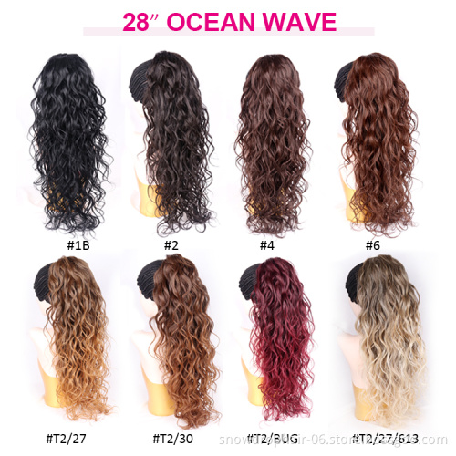Wholesale 613 Water Wave Ponytail Hair Extension For Black Women Long Curly Hair Loose Wave Ombre DrawString Ponytail Straight